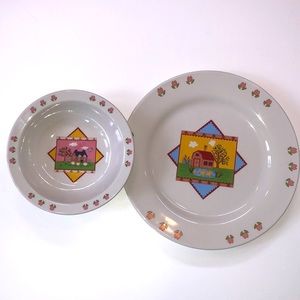 VTG Studio Nova “Country Time” China plate & bowl